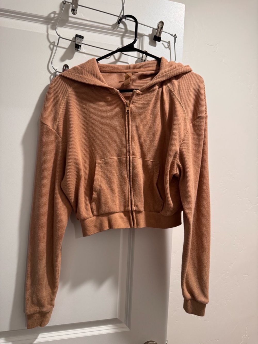 Skims waffle knit cropped zip up- size small